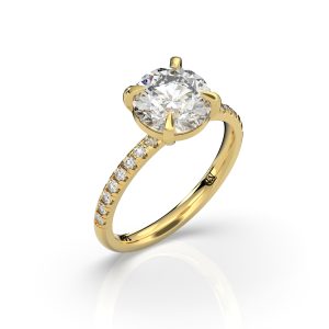 טבעת אירוסין קלאסית 2 קראט עם 12 אבנים צדדיות